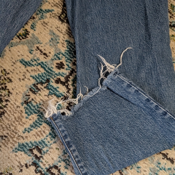 Women's Blue Distressed Jeans - Picture 2 of 12
